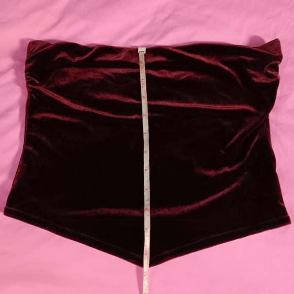 Velvet Deep Wine Red Crop Tube Top (M) - Picture 5 of 6
